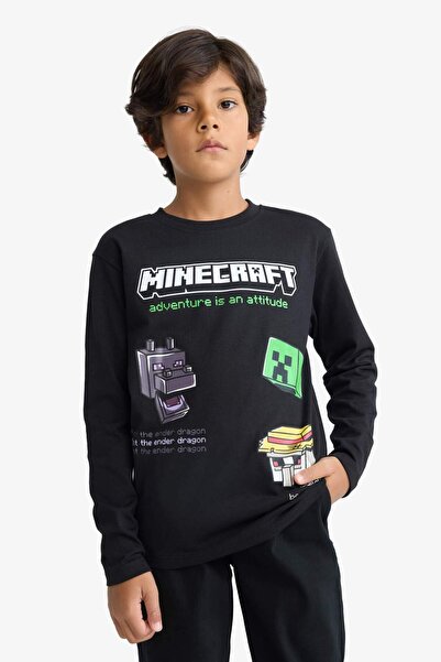 DeFacto Erkek Çocuk Minecraft Bisiklet Yaka Uzun Kollu Tişört F5091A825AU