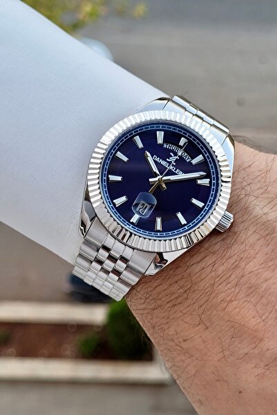 Daniel Klein Kadranı Lacivert Kordonu Silver Renk 24 Ay Garantili 42 Mm Fonks...