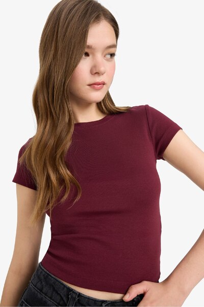 DeFacto Coool Fitted Crew Neck Rib Short Sleeve T-Shirt E0288Ax25Au