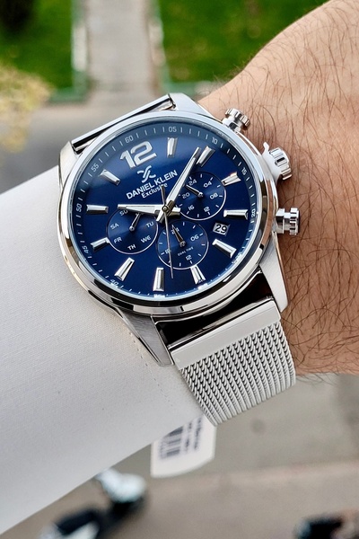 Daniel Klein Kadranı Lacivert Kordonu Gümüş Renk 43 Mm İç Göstergeleri Aktif ...