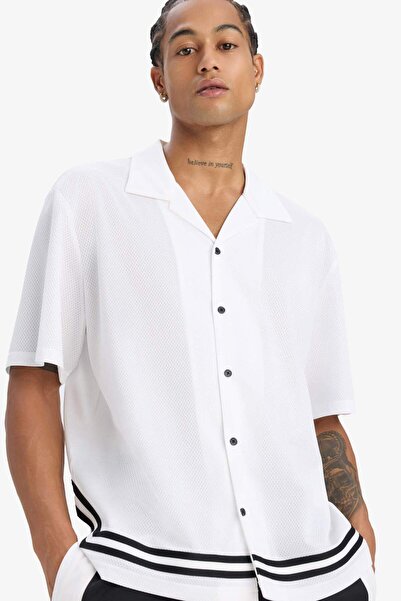 DeFacto DeFactoFit Quick Dry Oversize Φαρδύ λαιμόκοψη με στάμπα στην πλάτη αθλητικό κοντομάνικο μπλουζάκι E4