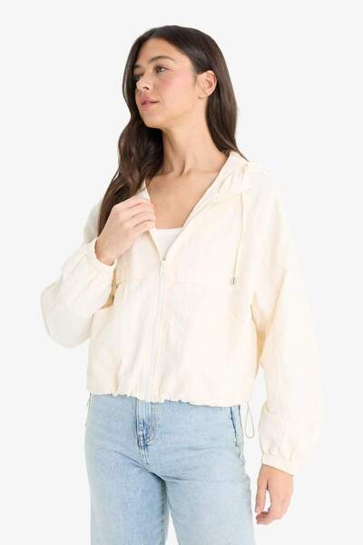 DeFacto Regular Fit Hooded Zippered Crop Raincoat E8546Ax25Au