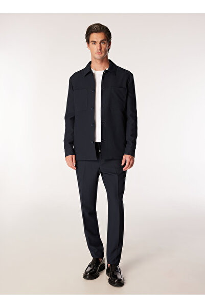 Fabrika Bağlamalı Bel Slim Fit Lacivert Erkek Takım Elbise F4WM-TKM 2553