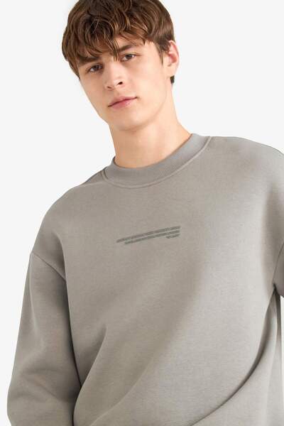 DeFacto Boxy Fit Bisiklet Yaka İçi Yumuşak Tüylü Baskılı Sweatshirt X8282AZ25AU