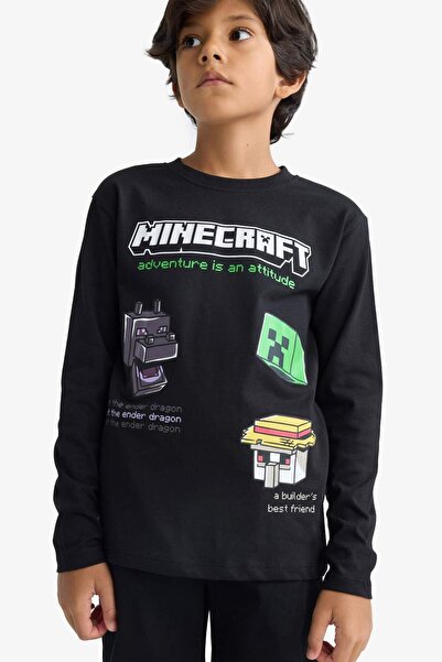 DeFacto Erkek Çocuk Minecraft Bisiklet Yaka Uzun Kollu Tişört F5091A825AU