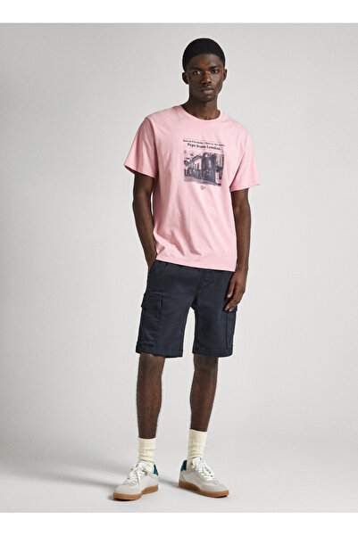 Pepe Jeans Bisiklet Yaka Baskılı Pudra Erkek T-Shirt PM509379 323 COOPER