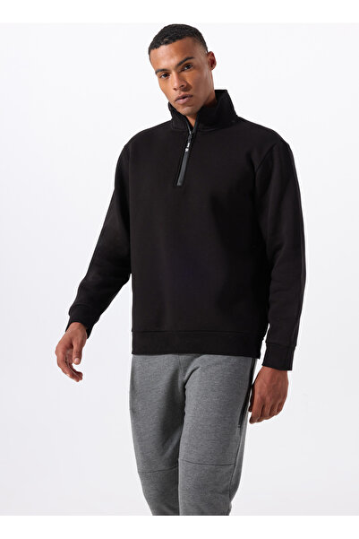 Jeep Siyah Erkek Dik Yaka Relaxed Sweatshirt C4WM-SWT4256