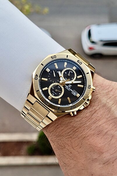 Daniel Klein Kadranı Siyah Kordonu Sarı Renk 24 Ay Garantili 42 Mm Fonksiyonlu Erkek Kol Saati