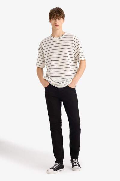 DeFacto Boxy Fit Relaxed Fit Crew Neck Striped Short Sleeve T-Shirt F8467Ax25Au