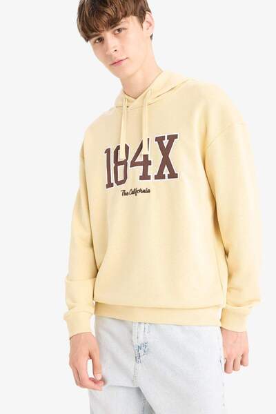 DeFacto Boxy Fit Kapüşonlu Baskılı Sweatshirt E6434AX25AU
