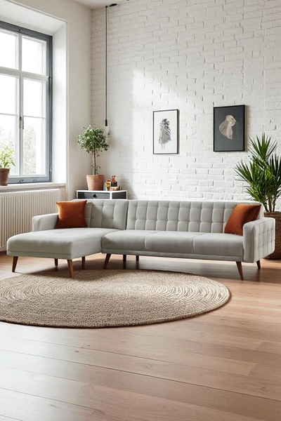 nikshop Soft Yataklı Köşe Koltuk Takımı - Bej