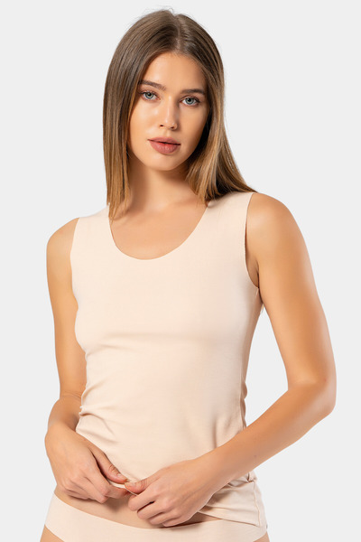 TÜREN Women's Laser Cut Cotton Undershirt 906/Tan