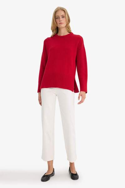 DeFacto Oversize Wide Fit Crew Neck Knit Sweater F5419Ax25Wn