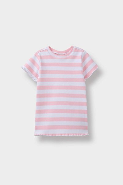 DeFacto Baby Girl Crew Neck Ribbed Camisole Striped Short Sleeve T-Shirt F3502A525Au