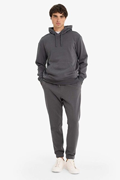 DeFacto Regular Fit Beli Bağcıklı Cepli Paçası Lastikli Şardonlu Basic Düz Jogger Eşofman Altı E6326AX25AU