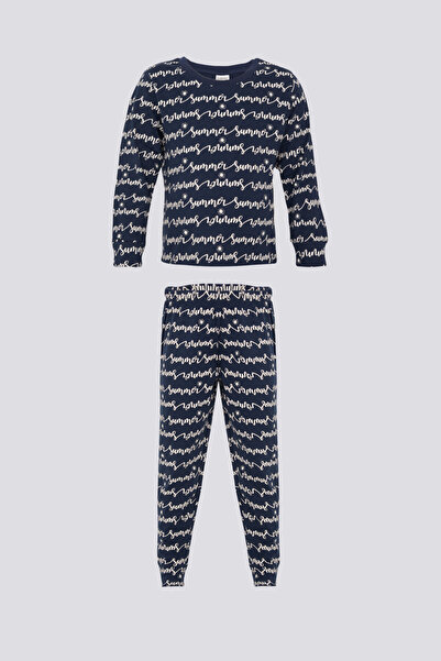 Rolypoly Kız Çocuk Lacivert Uzun Kol Pijama Takım