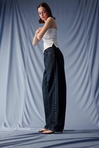 DeFacto Afra x Pantaloni lungi din denim cu talie înaltă, cu potrivire largi, lavabili F7689AX25AU