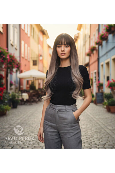 arzuperuk peruk ve saç atölyesi Doğal Dalgalı Perçemli Fiber Sentetik Uzun Bo...