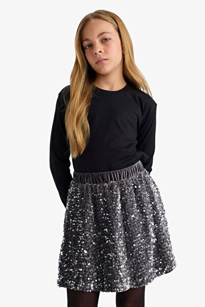 DeFacto Girl's Crew Neck Basic Plain Long Sleeve School T-Shirt U6810A625Au