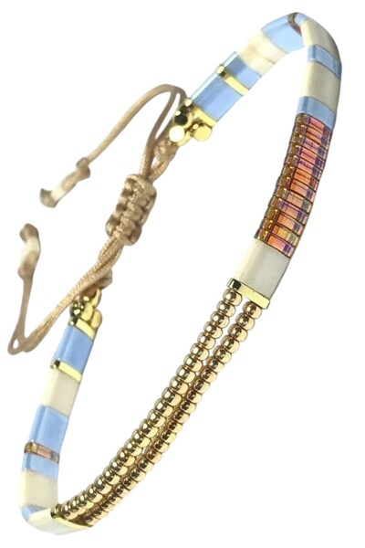 Adjustable Asymmetrical Design Miyuki Tila Glass Beaded Handmade Bracelet