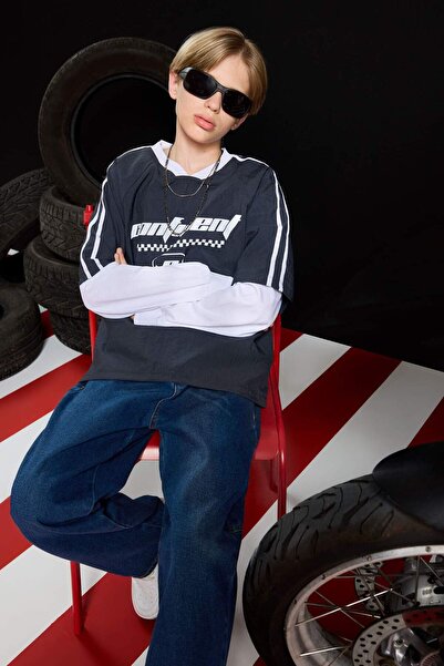 DeFacto Μακρυμάνικο μπλουζάκι με στάμπα αλεξίπτωτο με λαιμόκοψη V για αγόρια F1964A825AU