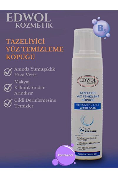 EDWOL Tazeleyici Nemlendirici Ferahlatıcı Cilt Yenileyici Penthonel Yüz Yıkam...