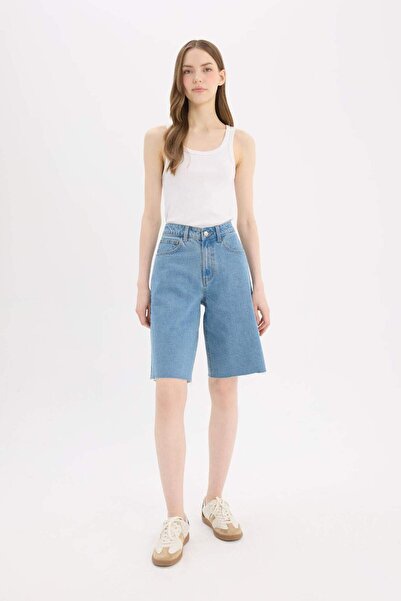 DeFacto High Waist Jean Bermuda Shorts E0709Ax25Sm