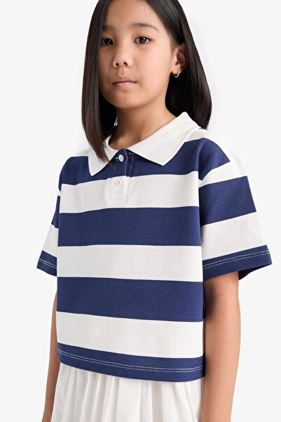 DeFacto Girls Relax Fit Striped Short Sleeve Polo T-Shirt E0065A825Sm