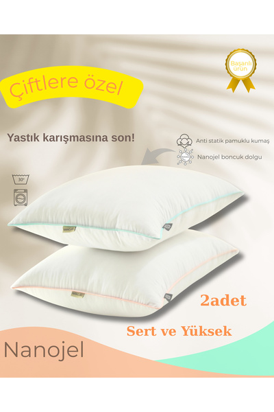 SENORA 2’li Sert Ve Yüksek Yastık Nano boncuk( Pamuklu Kumaş)