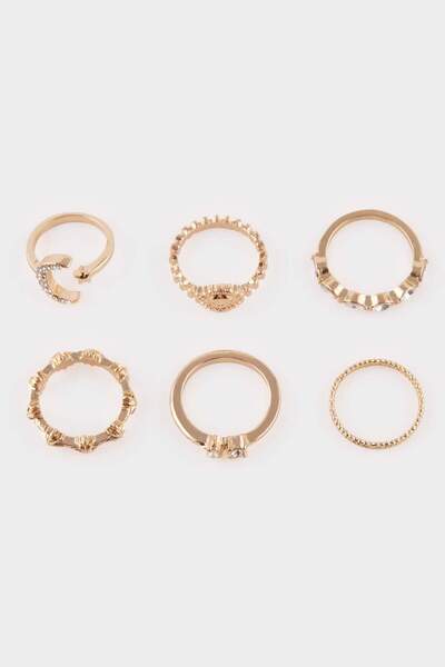 DeFacto Women's 6-Stone Gold Ring F6645Axns