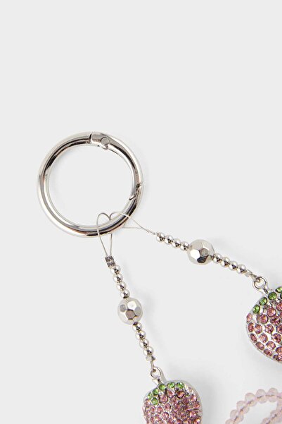 DeFacto Women's Pink Strawberry Charm Keychain F6958Axns