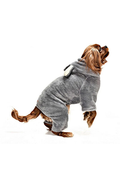 Petza Küçük ve Orta Irk Köpek Pijama Polar Tulum - Yumbo Gri - Köpek Kıyafeti