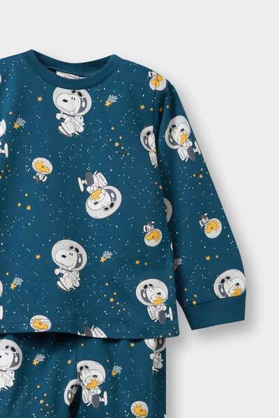 DeFacto Erkek Bebek Snoopy Pijama Takımı Uzun Kollu Penye Üst Uzun Alt F3580A525AU
