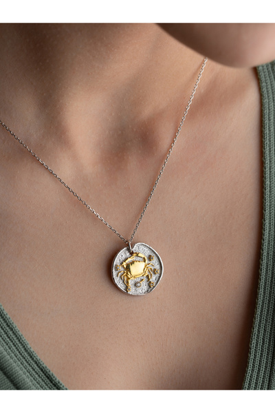 Two Arts Jewelry 925 Ayar Gümüş Yengeç Burcu Kolye – Kişiye Özel Premium Tasarım