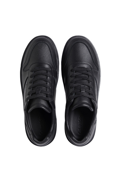 Calvin Klein Siyah Erkek Deri Sneaker LOW TOP LACE UP BSKT LTH