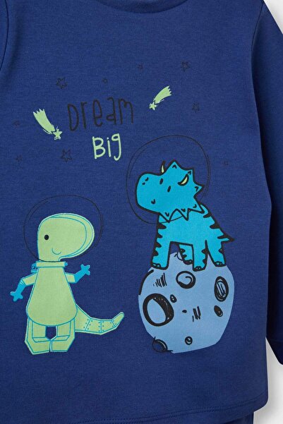DeFacto Erkek Bebek Pijama Takımı Dinozor Baskılı Uzun Kollu Üst Uzun Alt F0530A525AU