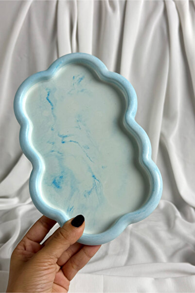 Misu design VERNİKLİ (wax) BULUT GÖRÜNÜMLÜ,SUNUM TEPSİ VE TABAĞI , TAKI STANDI , ORGANİZER Dekoratif, Anahtarlık