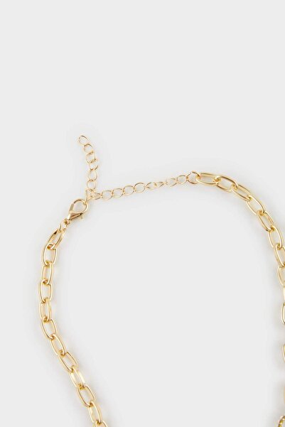 DeFacto Kadın Kahverengi Taşlı Gold Kolye F6849AXNS