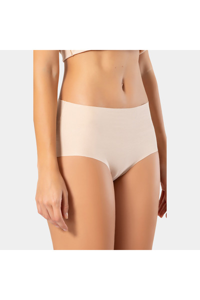 TÜREN Women's Laser Cut Cotton High Waist Hipster Panties 911/Skin