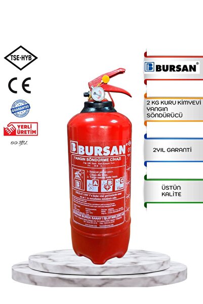 Bursan 2 Kg Kuru Kimyevi Tozlu Yangın Söndürme Tüpü Araç ve Ev Tipi