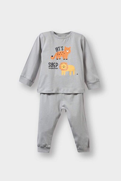 DeFacto Erkek Bebek 4'lü Pijama Takımı Safari Baskılı Uzun Kollu Penye Üst Uzun Alt F7197A525AU