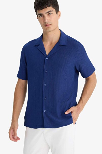 DeFacto Modern Fit Polo Yaka Penye Kısa Kollu Gömlek C4125AX25SM