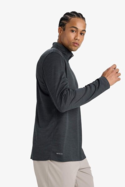 DeFacto DeFactoFit Slim Fit Dar Kesim Dik Yaka Çabuk Kuruyan Nefes Alabilen Esnek Kumaş Fermuarlı Sporcu Uzu