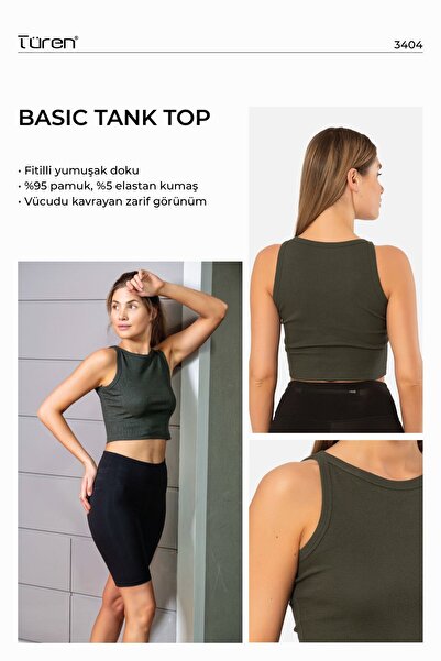 TÜREN Türen Women's Ribbed Crop T-Shirt 3404/Khaki