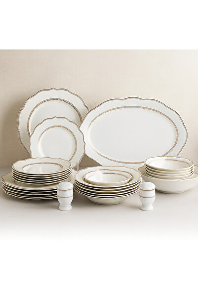 Dania 28-piece porcelain dining set with gold engraving - for 6 people