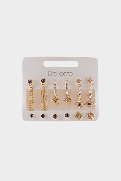 DeFacto Women's 6-Piece Gold Earrings F6618Axns