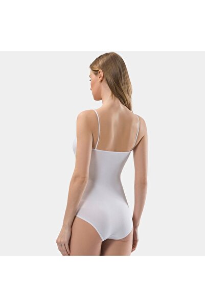 TÜREN Women's String Strap Cotton Underwire Bodysuit 284/White