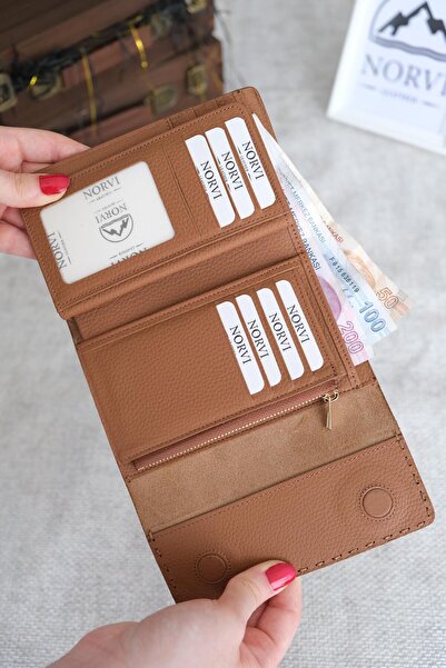 Norvi Leather محفظة نسائية من الجلد الطبيعي متعددة الأقسام من ساراسيي، لون أسمر 1065
