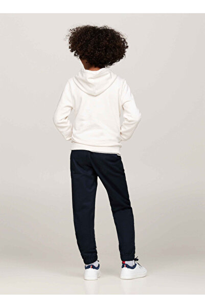 Tommy Hilfiger Tommy Hilfiger White Hooded Full Sleeve Solid Pullover Hoodie