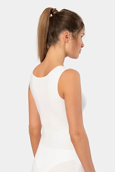TÜREN Women's Laser Cut Cotton Undershirt 906/White